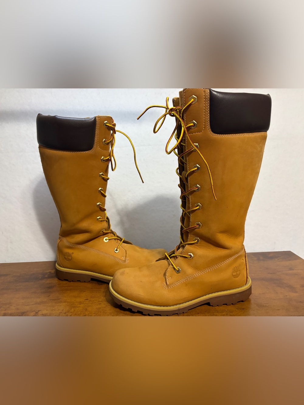 Timberland Kids Tall Lace-Up Boots in Wheat and Dark Brown